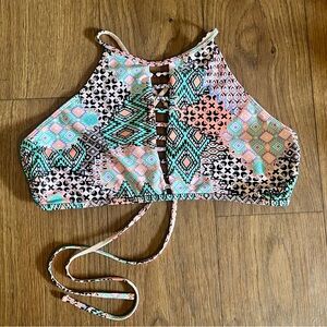 Colorful Geometric Print Halter Top